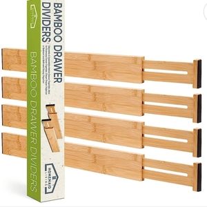 4 Pack Bamboo Drawer Dividers Adjustable & Expandable (No Box)